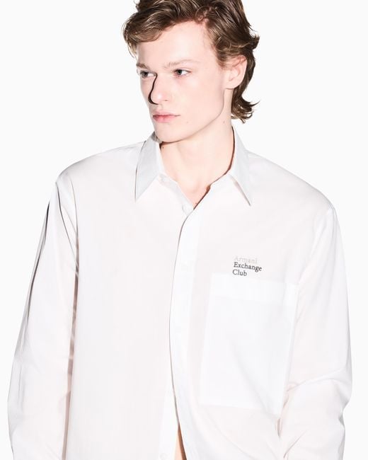 ARMANI EXCHANGE White Classic Casual Cotton Poplin Shirt for men