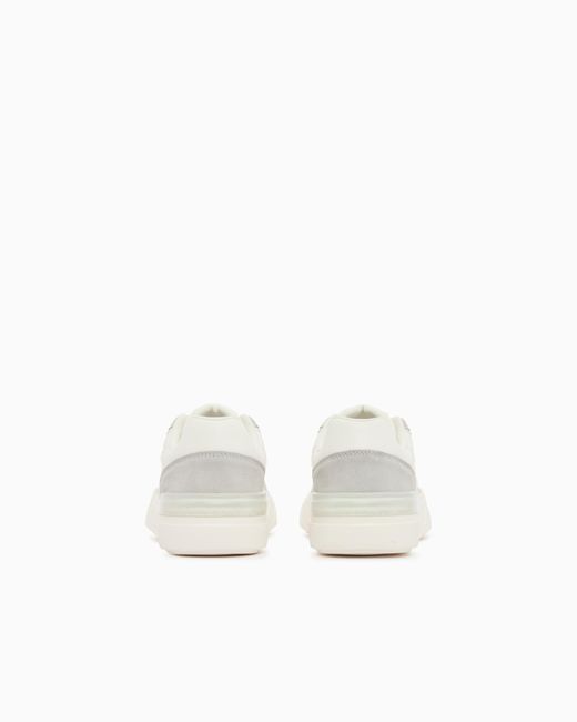 ARMANI EXCHANGE Low-Top Sneaker Mit Wildledereinsätzen Und Schnürung in White für Herren