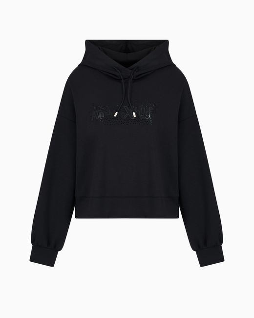 Sudadera Con Capucha Y Logotipo De Diamantes De Imitación ARMANI EXCHANGE de color Black