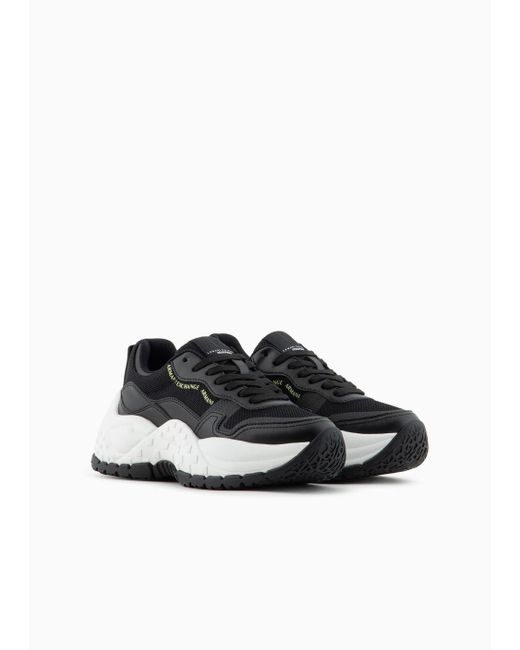 Armani Exchange Black Two-tone Chunky Sneakers With Maxi Sole