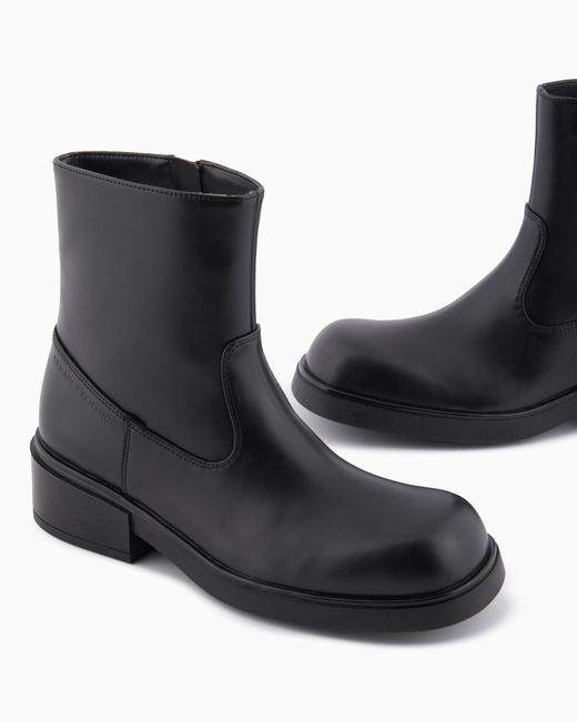 ARMANI EXCHANGE Blue Square-Toe Camperos Ankle Boots