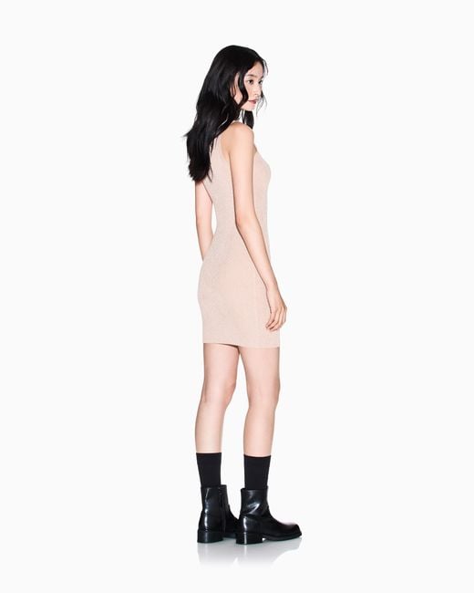 ARMANI EXCHANGE Natural High-Neck Midi Dress
