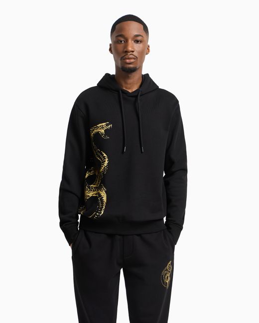 ARMANI EXCHANGE Black Hoodie With Maxi Print for men