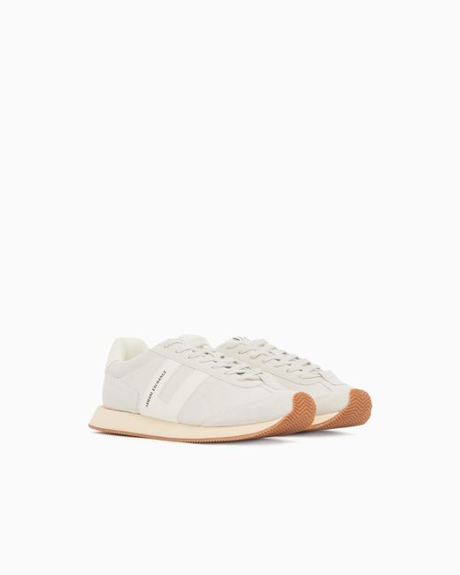 ARMANI EXCHANGE White Sneakers With Side Logo Band for men