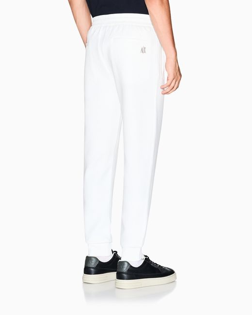 ARMANI EXCHANGE White Bonded Stretch Cotton Joggers With Ribbed Cuffs Icon for men