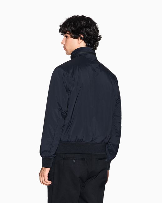 ARMANI EXCHANGE Blue Stretch Nylon Jacket With Zip for men