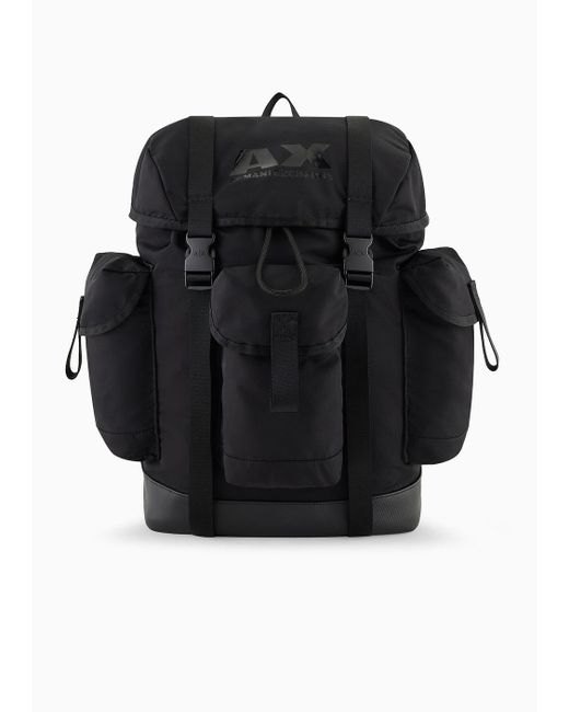 Armani Exchange Black Backpack With Multipockets for men