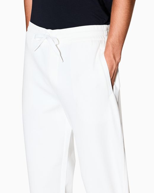 ARMANI EXCHANGE White Bonded Stretch Cotton Joggers With Ribbed Cuffs Icon for men