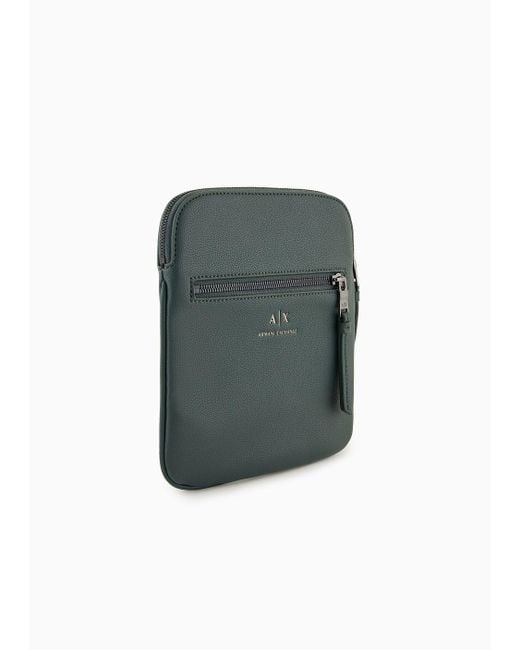 Armani Exchange Green Matte Flat Crossbody Bag for men