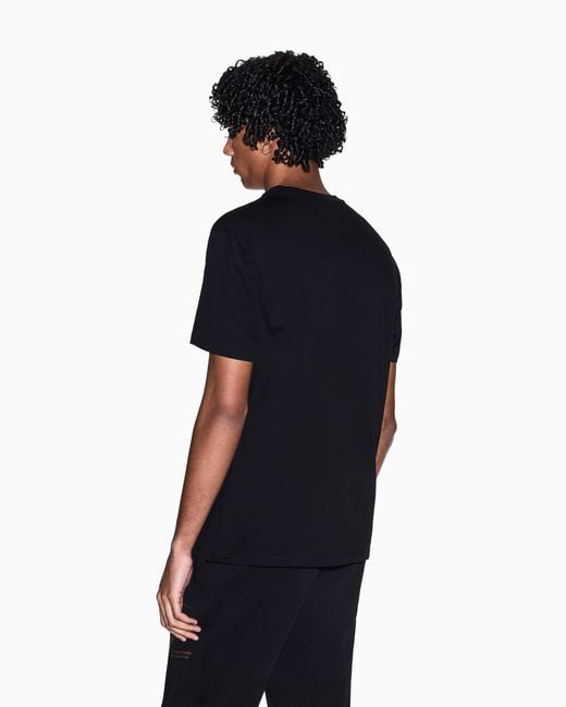 ARMANI EXCHANGE Black Regular Fit Mercerized Cotton Jersey T-Shirt With Horse for men