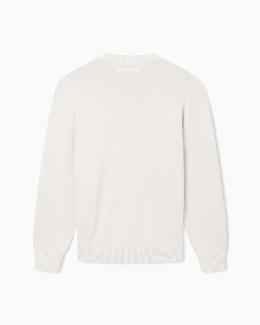 ARMANI EXCHANGE White Ribbed Crew Neck Sweater for men