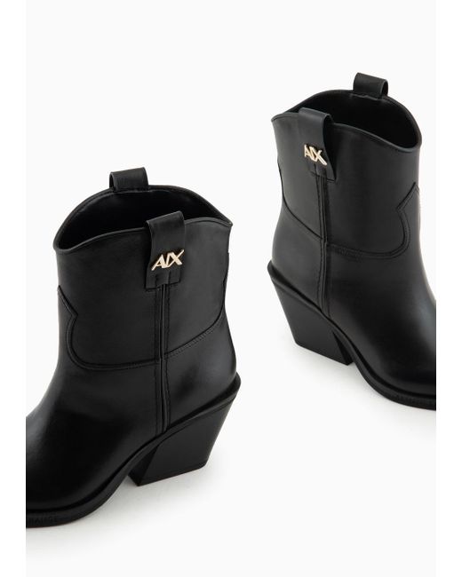 Armani Exchange Black Camperos In Real Leather