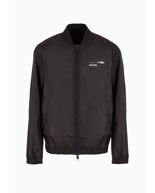 Armani Exchange Black Full Zip Blouson With Contrasting Detail In Asv Fabric for men