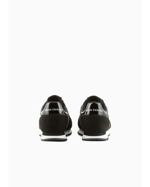 Armani Exchange Black Microfiber Sneakers With Logo