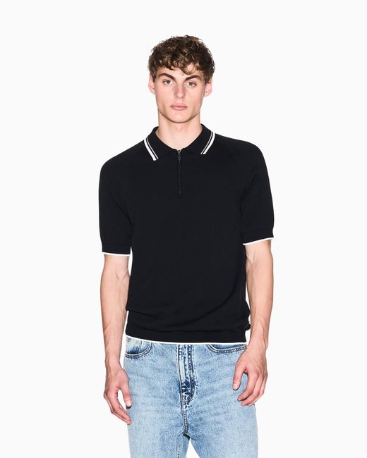 ARMANI EXCHANGE Black Cotton Polo Shirt for men