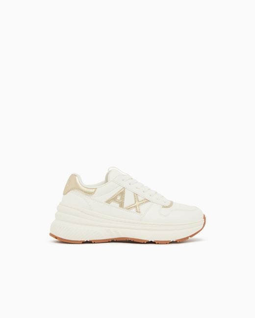 ARMANI EXCHANGE White Sneakers With Metallic Details And Rubber Sole