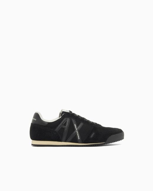 ARMANI EXCHANGE White Lace-Up Sneakers for men