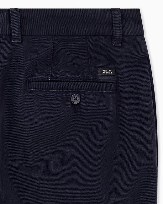 ARMANI EXCHANGE Blue Regular Fit Trousers Garment-Dyed Cotton for men