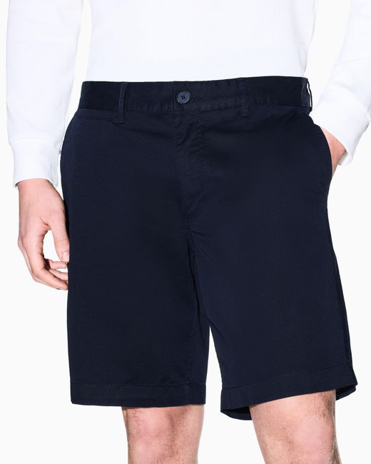 ARMANI EXCHANGE Blue Stretch Cotton Twill Bermuda Shorts for men