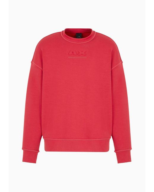Armani Exchange Red Crew-neck Sweatshirt With Small Tone-on-tone Logo for men
