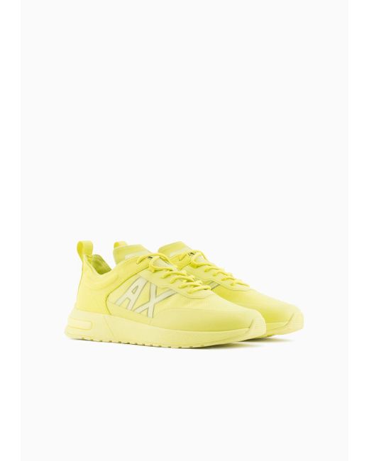 Armani Exchange Yellow Ripstop Nylon Sneakers With Contrasting Logo for men