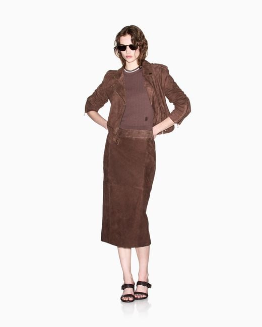 ARMANI EXCHANGE Brown Recycled Viscose V-Neck Top
