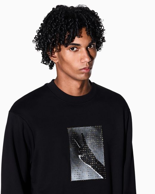 ARMANI EXCHANGE Black Cotton Sweatshirt for men