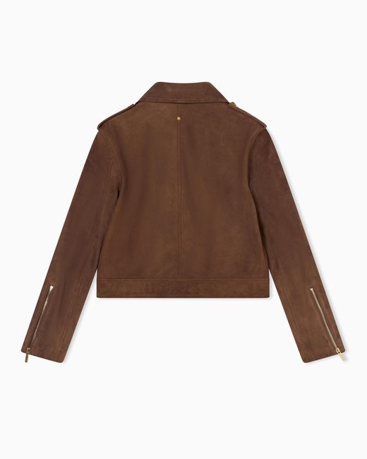 ARMANI EXCHANGE Brown Genuine Suede Leather Jacket