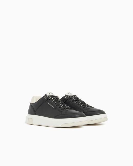 ARMANI EXCHANGE White Urban Chic Suede Sneakers for men