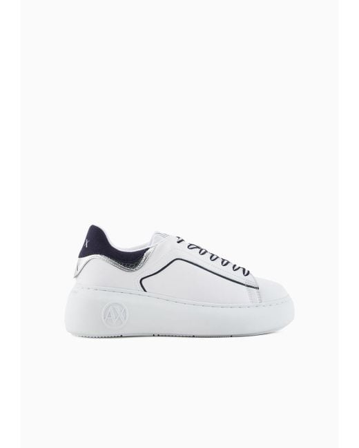 Armani Exchange White Logo-print Chunky Sneakers