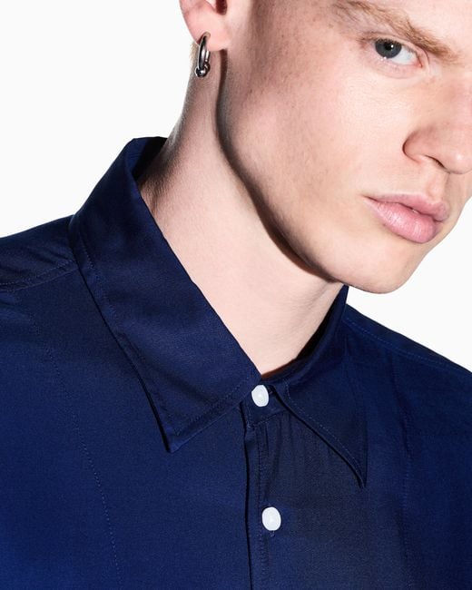 ARMANI EXCHANGE Blue Oversized Shirt for men