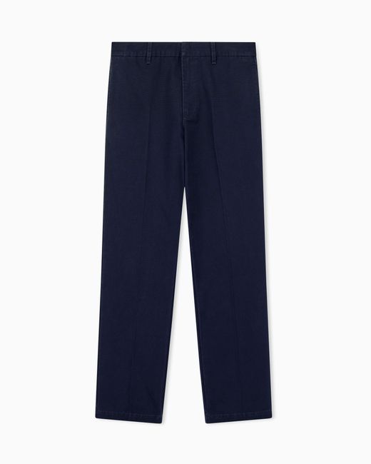 ARMANI EXCHANGE Blue Regular Fit Trousers Cotton Ottoman for men