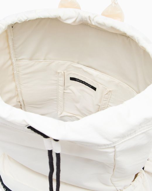 ARMANI EXCHANGE White Fabric Backpack With Contrasting Details for men