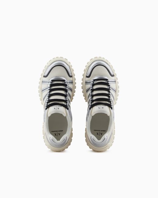 Sneakers Con Inserti Metallizzati di ARMANI EXCHANGE in White da Uomo