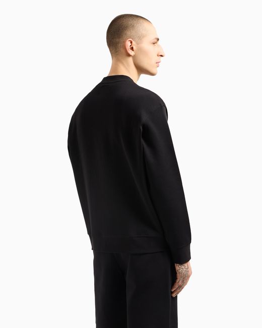 Crewneck Sweatshirt With Embroidered Logo ARMANI EXCHANGE de hombre de color Black