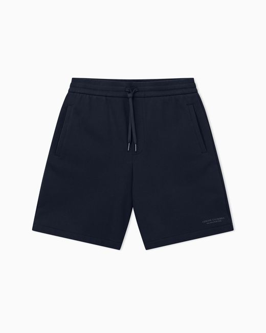 ARMANI EXCHANGE Blue Drawstring Cotton French Terry Shorts With Logo Essential for men