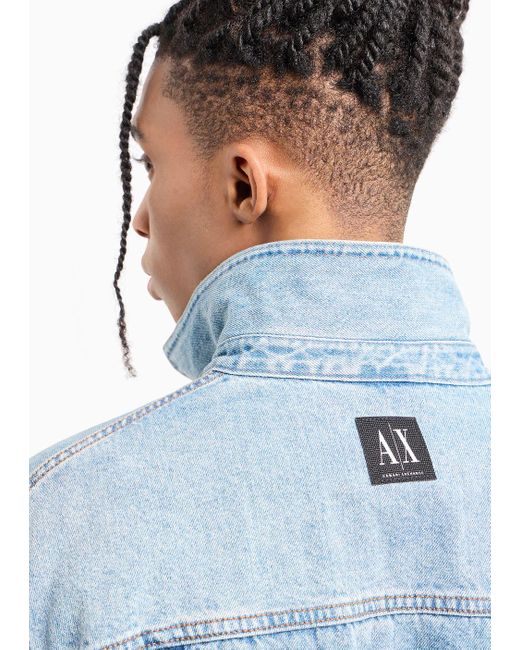 Armani Exchange Blue Used Effect Denim Jacket for men