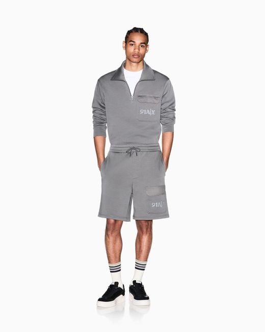 ARMANI EXCHANGE Gray Bermuda Shorts With Fleece Logo And Pocket for men