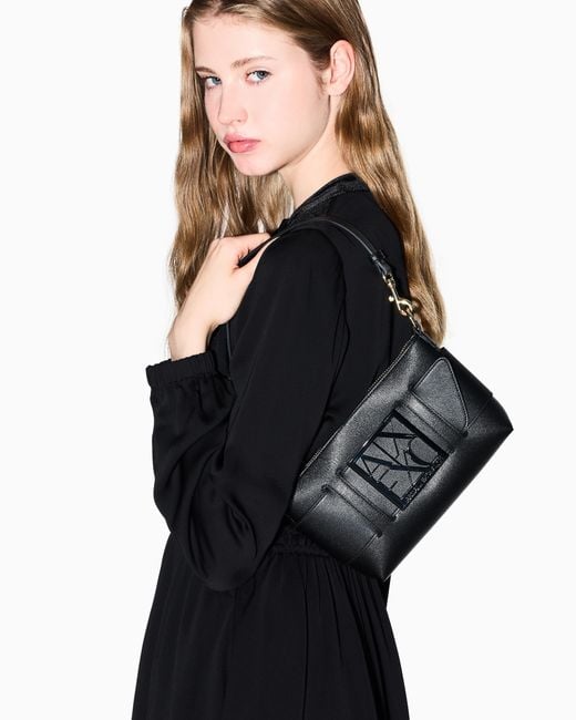 ARMANI EXCHANGE Gray Logo Bag With Embossed Front And Adjustable Strap