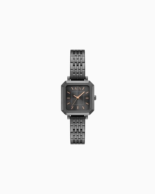 ARMANI EXCHANGE White Three-Hand Gunmetal Stainless Steel Watch