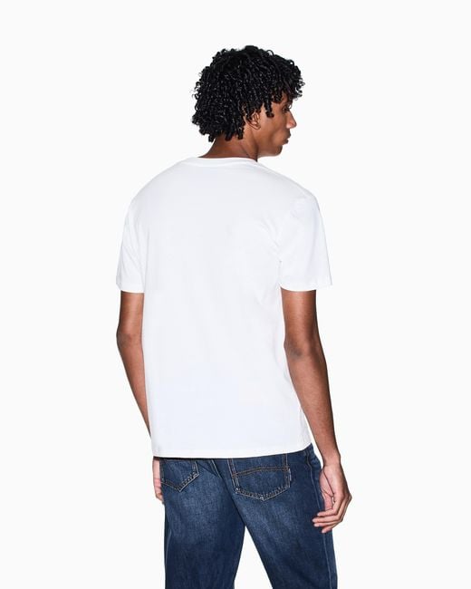 ARMANI EXCHANGE White Regular Fit T-Shirt With Logo Patch for men