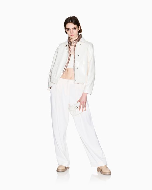 ARMANI EXCHANGE White Blouson Gloss Vinyl Wet Look