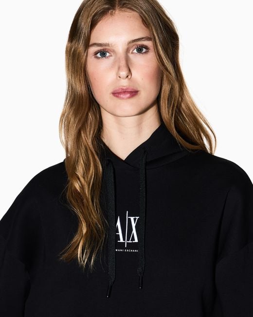 ARMANI EXCHANGE Black Cotton Hoodie