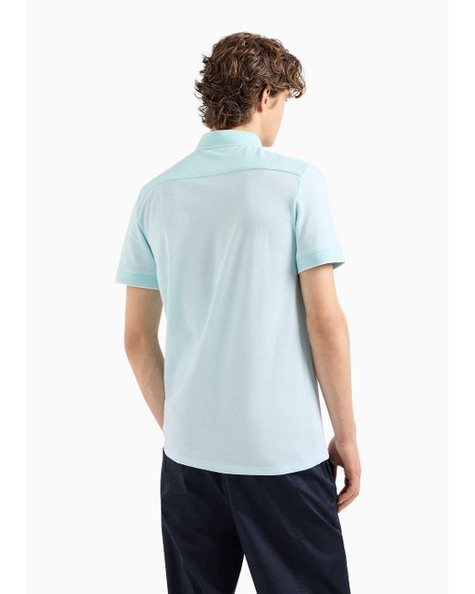 Armani Exchange Blue Cotton Piquet Polo Shirt for men