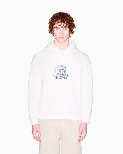 ARMANI EXCHANGE White Cotton Hoodie for men