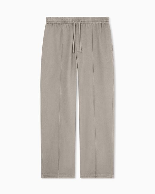 ARMANI EXCHANGE Gray Cotton Twill Drawstring Trousers for men