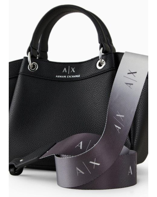 Armani Exchange Black Small Shaped Shopper Bag With Double Handles