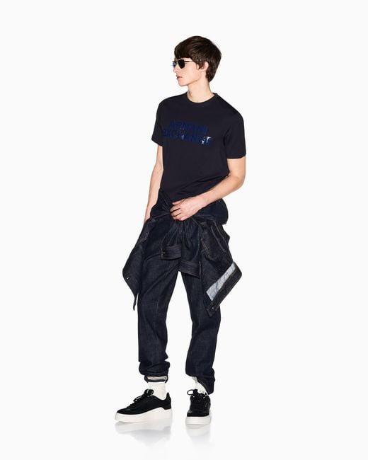 ARMANI EXCHANGE Black Slim Fit Cotton T-Shirt for men