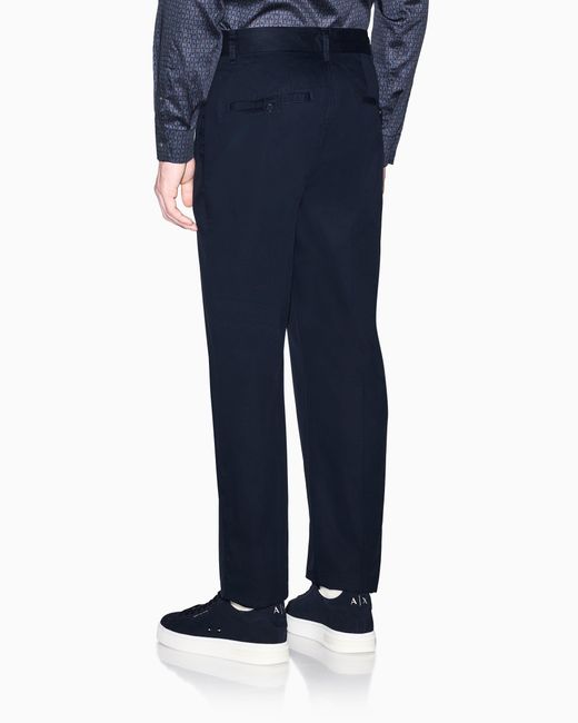 ARMANI EXCHANGE Blue Classic Comfort Cotton Twill Trousers for men