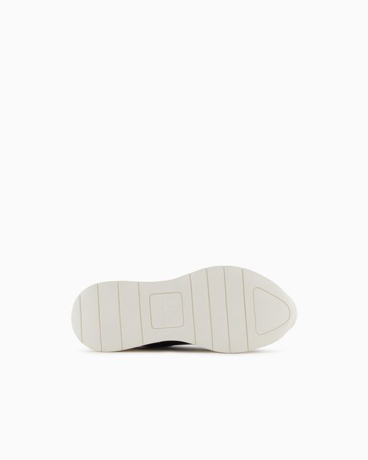 ARMANI EXCHANGE White Technical Mesh Sneaker With Thick Sole And Chain